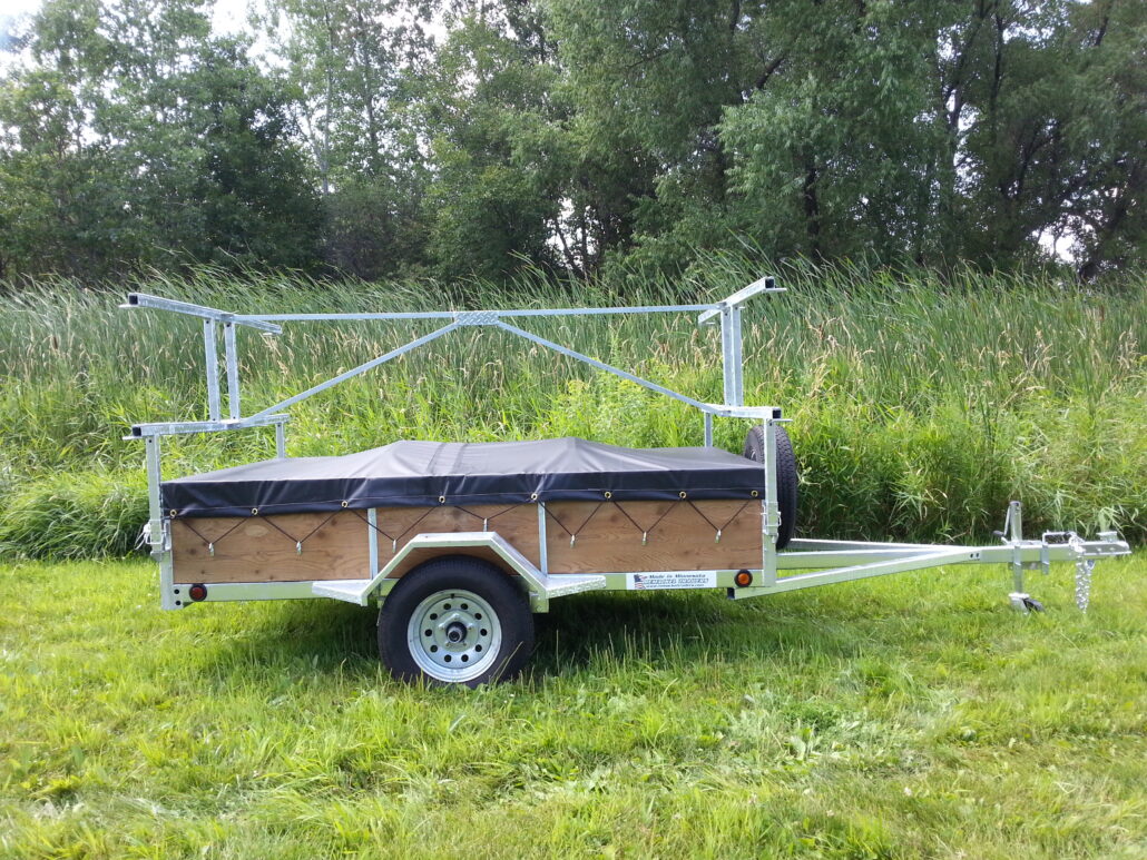 4 Place canoe/kayak trailer 5×8 with 16″ sides – Remackel Trailers